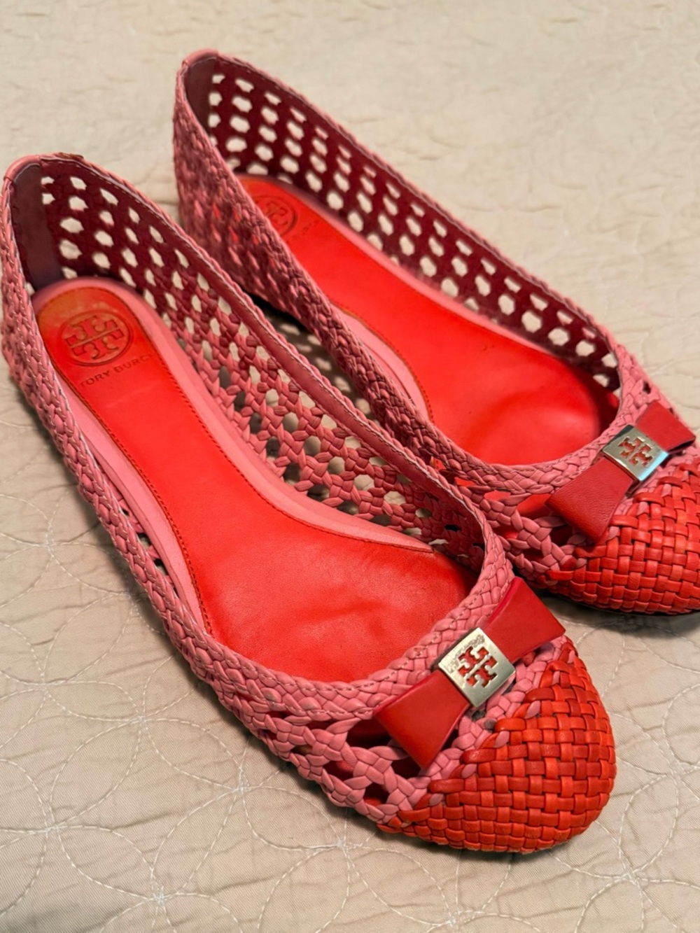Tory Burch Coral Woven Ballet Flats size 8